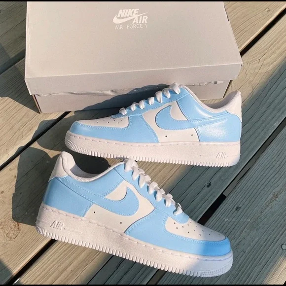 Nike Air Force 1 blue Custom - Picture 2 of 4